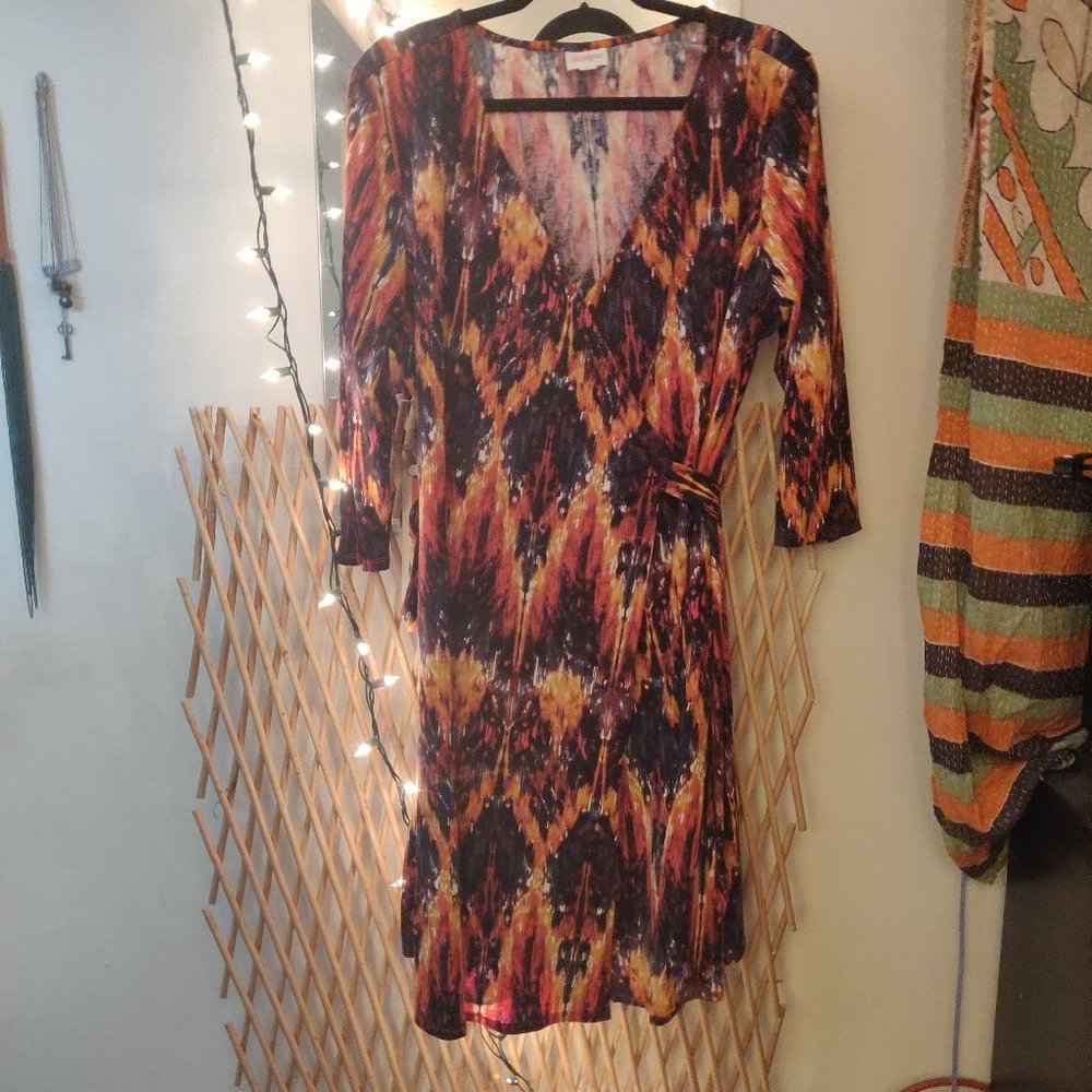 LuLaRoe Michelle Wrap Dress Yellow Red Blue Purple Orange Black